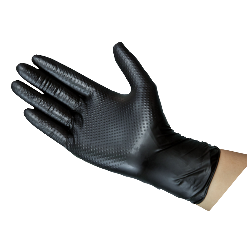 Disposable Thicker Black Vinyl and Nitrile Synthetic Gloves With Pearl Grain